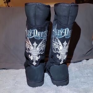 NEW Harley Davidson Women's Pinnacle Black Embroidered Suede Ugg Type Boots Sz 7